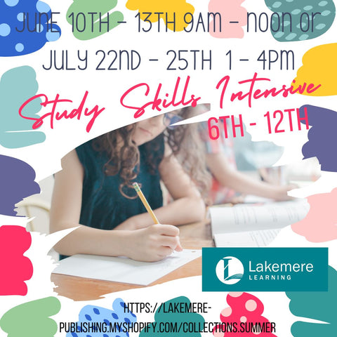 Study Skills 4 Day Intensive Summer 2024 Camp for Junior High & High School Students (June 10 - 13 from 9AM - Noon OR July 22 - 25 from 1 - 4PM))