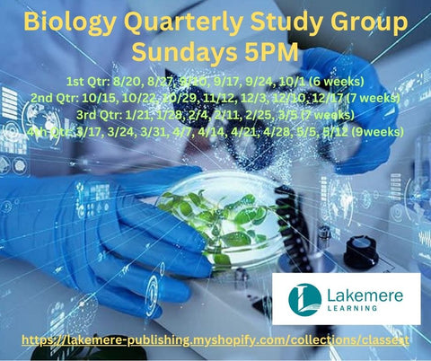 Biology Quarterly Study Group 2023 - 2024 Sundays at 5PM