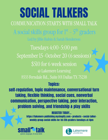 Social Talker Weekly Group (Social Skills for 1st - 5th graders) Tuesdays at 4PM