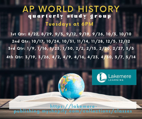 WHAP (World History AP) Quarterly Study Group 2023 - 2024 on Tuesdays at 6PM