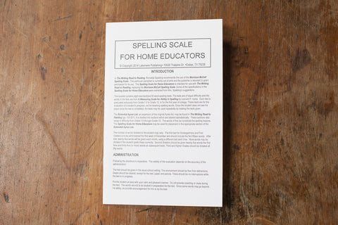 Spelling Scale for Home Educators