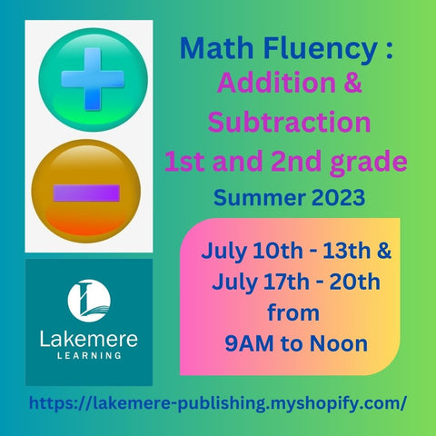 Math Fluency Summer 2023 Camp: Addition & Subtraction for 1st - 3rd Grade (July 10 - 13 & July 17 - 20 from 9AM - Noon)